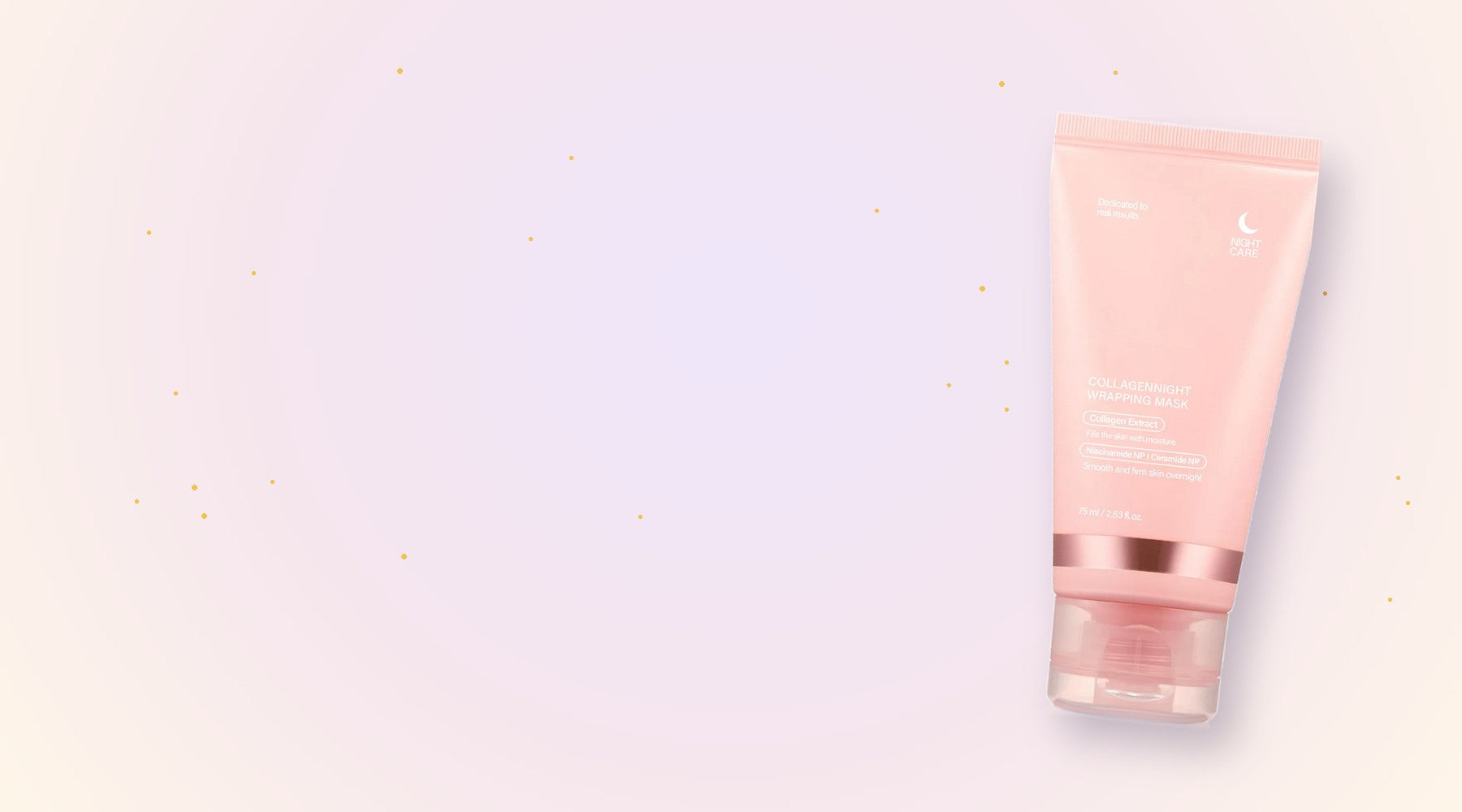 Mochi Moon — Bouncy Sleep Mask on pastel gradient with gold stars
