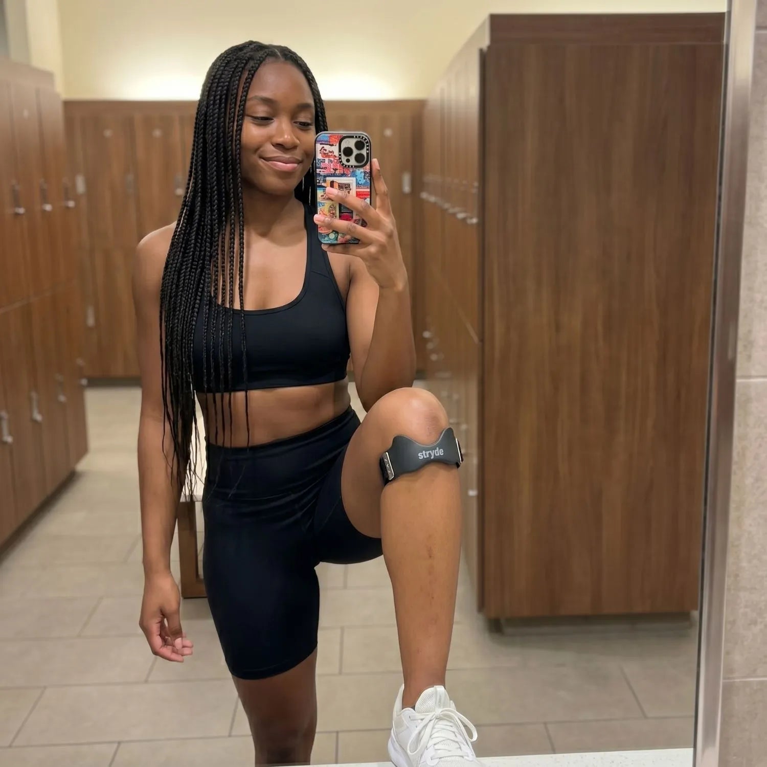 Tasha at the gym wearing Stryde